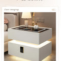 Modern Style Solid Wood Bedside Table with Wireless Charging Smart 2 Drawers Bedroom Nightstands with Lock 40/45/50cm
