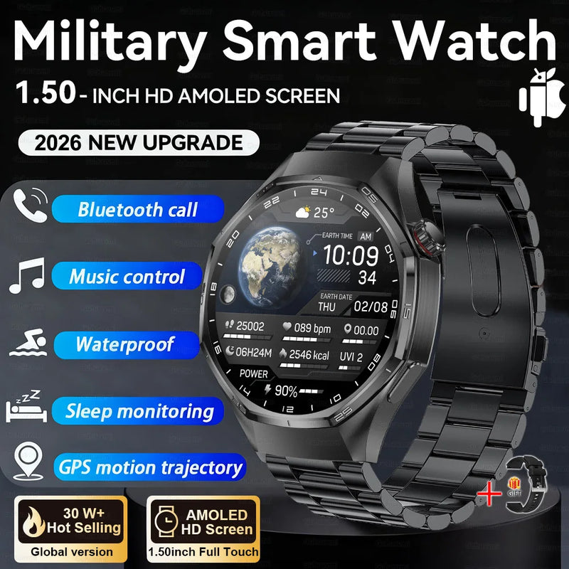 NEW GPS Outdoor fitness NFC Smart Watch 1.5 Inch AMOLED Screen Bluetooth Call IP67 Waterproof Man Smart Watches For Man 2026