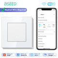 BSEED WIFI Light Switch 1/2/3/4Gang 2Way Smart Click Button Switch Glass Panel White LED Indicator Tuya Smart Life Alexa Control