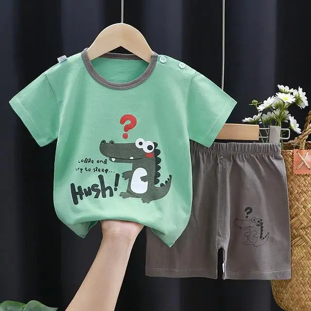Dinosaur Printed Boys T - shirt + Shorts Casual Suit Summer - View 5 | SAMAG