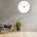 Wall Clock 12 Inch Silent Non Ticking Wood Wall Clocks Battery Operated Wooden White Modern Simple Minimalist Hanging Wall Clock
