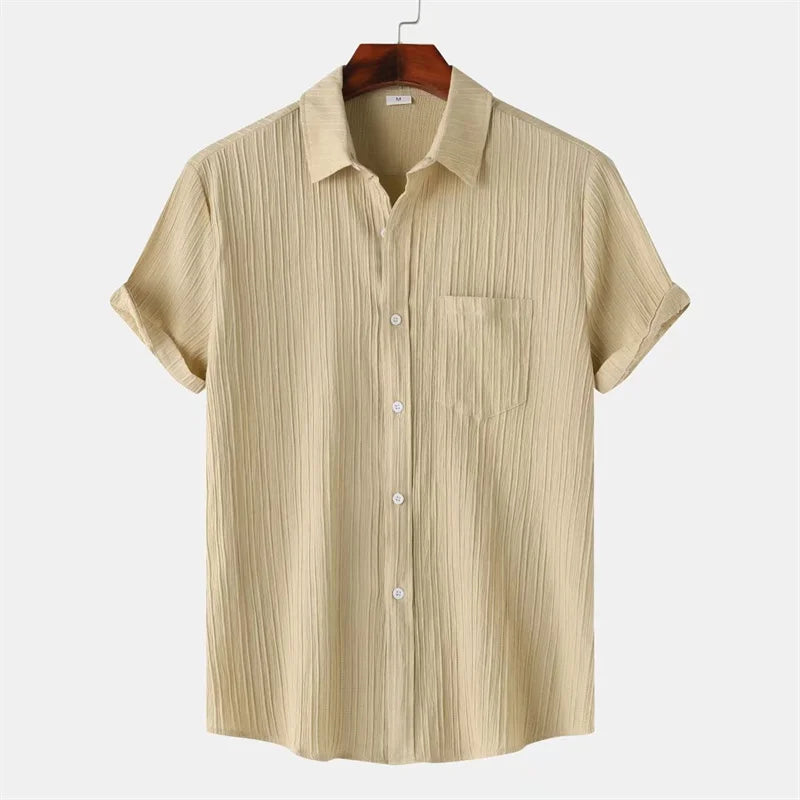 New 9 Color Men's Solid Striped Shirt Summer Fashion | SAMAG