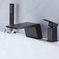 Waterfall split bath faucet Hot and cold Water flow three-hole three-piece bathtub handle shower set faucet Diverter  Black