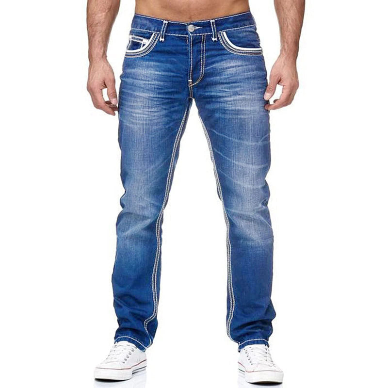 Straight Jeans Men Washed no hole Spring Summer Boyfriend | SAMAG