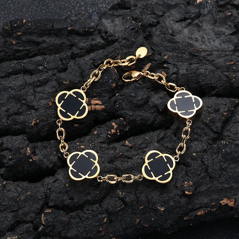 Trendy Men Petal Charms Chain Bracelet,Stainless Steel Natural Shell Chain Wristband, Birthday Anniversary Father Gift