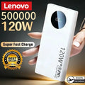 Lenovo 500000mAh Power Bank 120W Super Fast Charging PD20W Dual Way Digital Display Airplane Safe CCC For iPhone Samsung Xiaomi