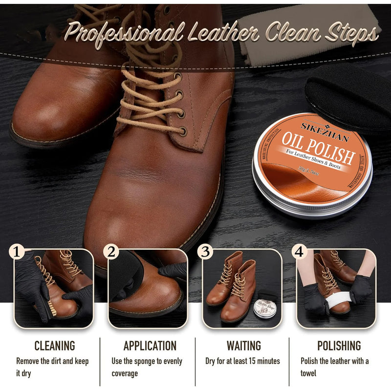 Finest Leather Shoe Polish Oil – Premium Shoe Care Cream for Leather Shoes and Boots, Nourish Restore Shine Waterproof & Protect