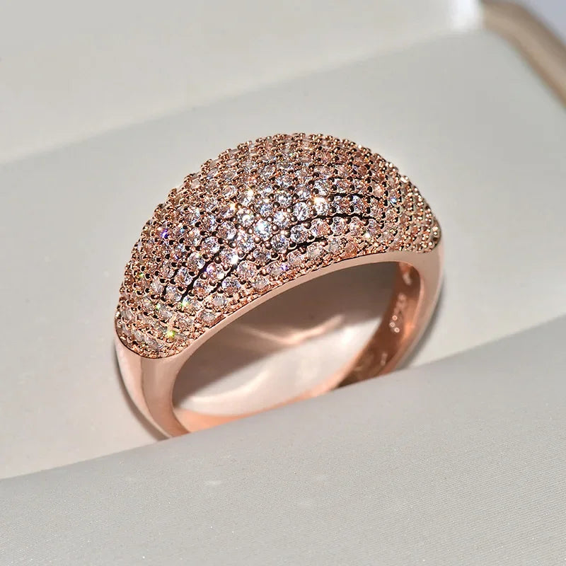 Real 18k Gold Rings for Women Luxury Full Diamond Fine Jewelry Wedding Anniversary Party for Girlfriend&Wife Gift Bijoux Femme