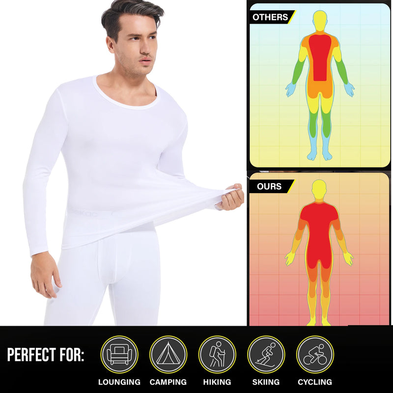 2PCS Mans Winter Thermal Underwear Set Warmth Slim Body High Elasticity Comfortable Top & Bottom Set Long Sleeves Autumn Clothes