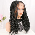 Curly Ends Synthetic Knotless Box Braids Wigs 18 Inch Full Lace Braided Wig with Baby Hair Boho Lace Wig for Quick Installation