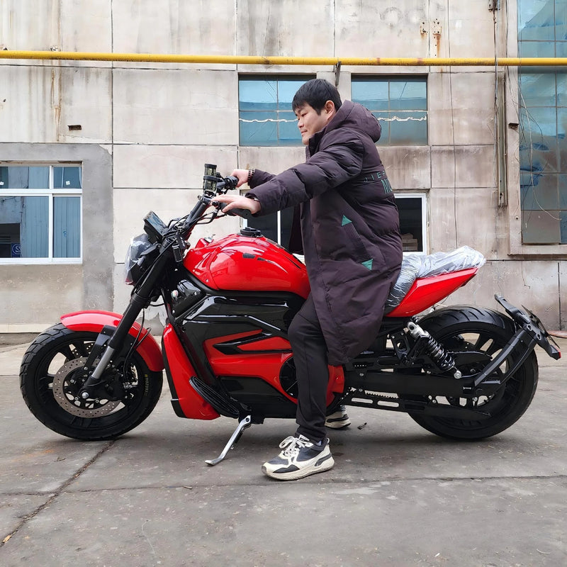 8000W Mid-Drive Belt Motor Electric Motorcycle 300km Type2 Fast Charge 200mm Wide Tire Adjustable Inverted Shock Customizable