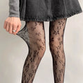 Lolita Sweet Girls Punk Style Floral Tights Colorful Thigh High Stockings Lingerie Women Sexy Hollow Out Mesh Fishnet Pantyhose
