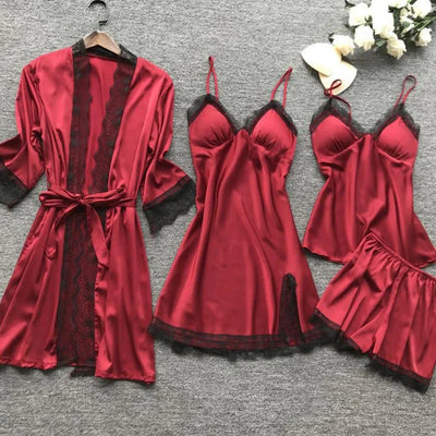 /Set Women's Sexy Lace Pajamas Fashion V - Neck Gown | SAMAG