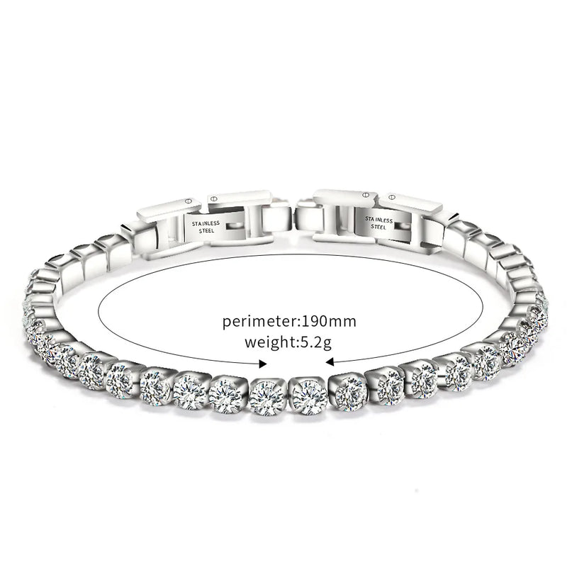 Modyle 316L Stainless Steel Sparkly Cubic Zircon Tennis Link Bracelets For Men and Women Gifts