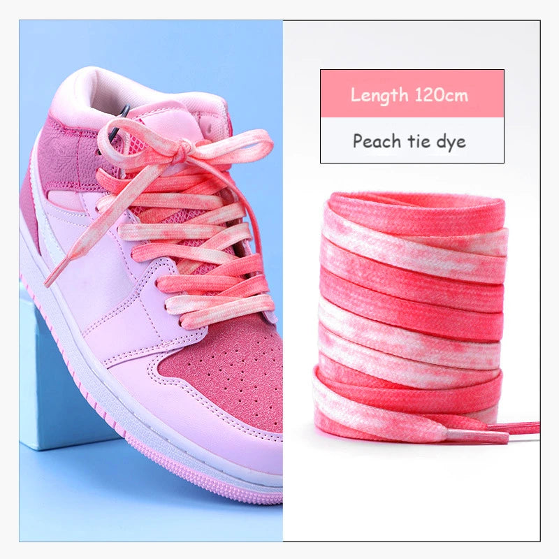 1 Pair Cotton Shoelaces Trend Tie Dye Shoe Laces Personality Men and Women Casual Shoes Universal Flat Shoelaces 120/140/160cm