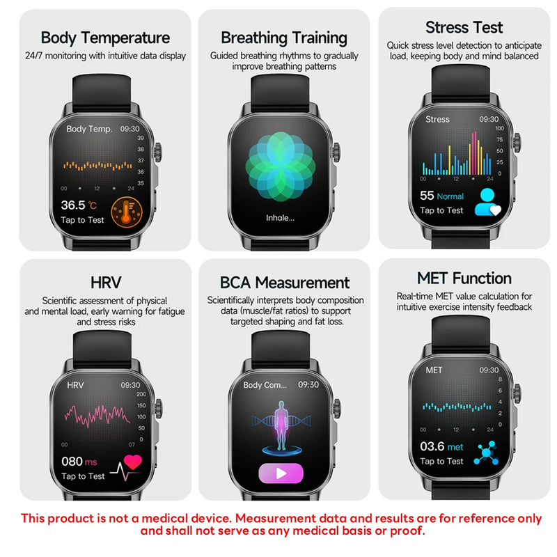 Model Uric Acid & Lipid Health Analysis Smart Watch Men ECG+PPG Bluetooth Call 2.01 - inch Flashlight - Visuel 5 | SAMAG