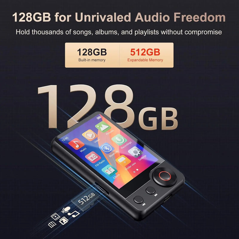 MECHEN 64GB/128GB MP3 Player with Bluetooth 5.3, 2.4’ Portable Full Touchscreen Music Player with Speakers