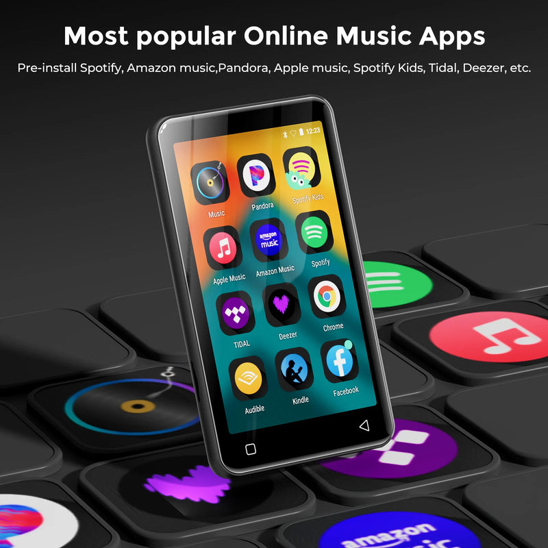 Portable MP4/MP3 Player Bluetooth Speakers & WiFi, Digital Audio Player Support Spotify, Deezer, Car Radio,Up to 1TB