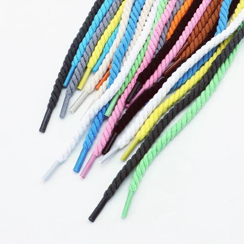 1Pair Round Shoelaces 6mm Thicker Cotton Shoelace AF1/AJ1 Twisted Rope Laces Sneakers Boots Shoe Laces for Shoes 120/140/160CM