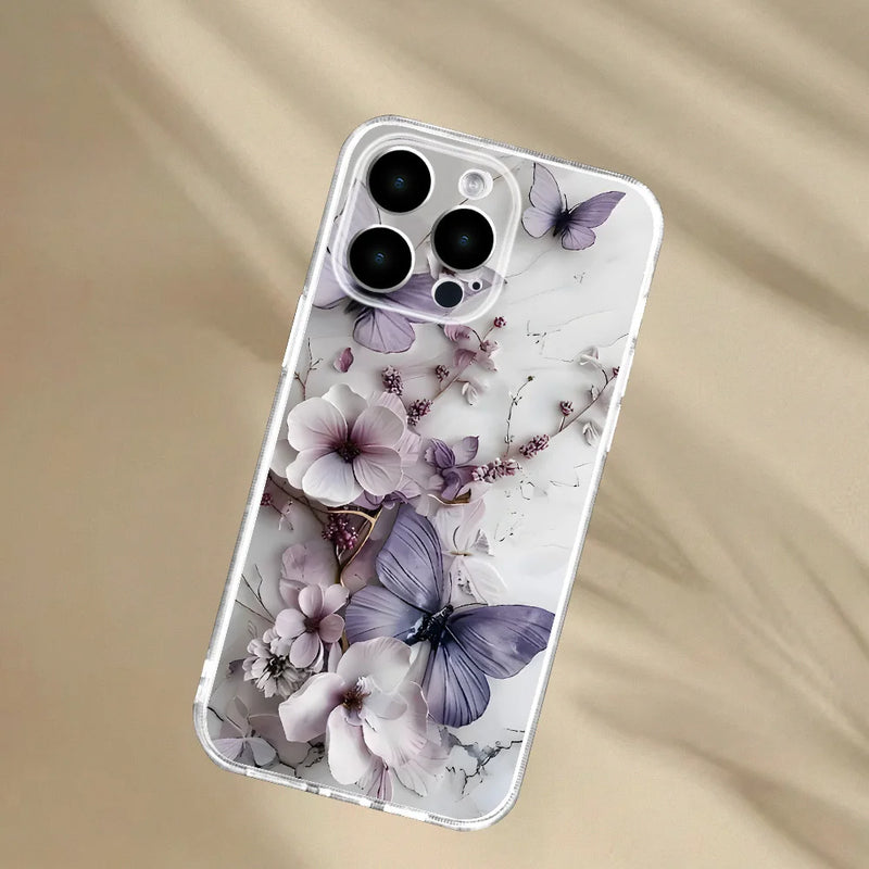 Purple butterfly with floral motif for iPhone 17 16/15/14/13/12/11 Pro Max Plus