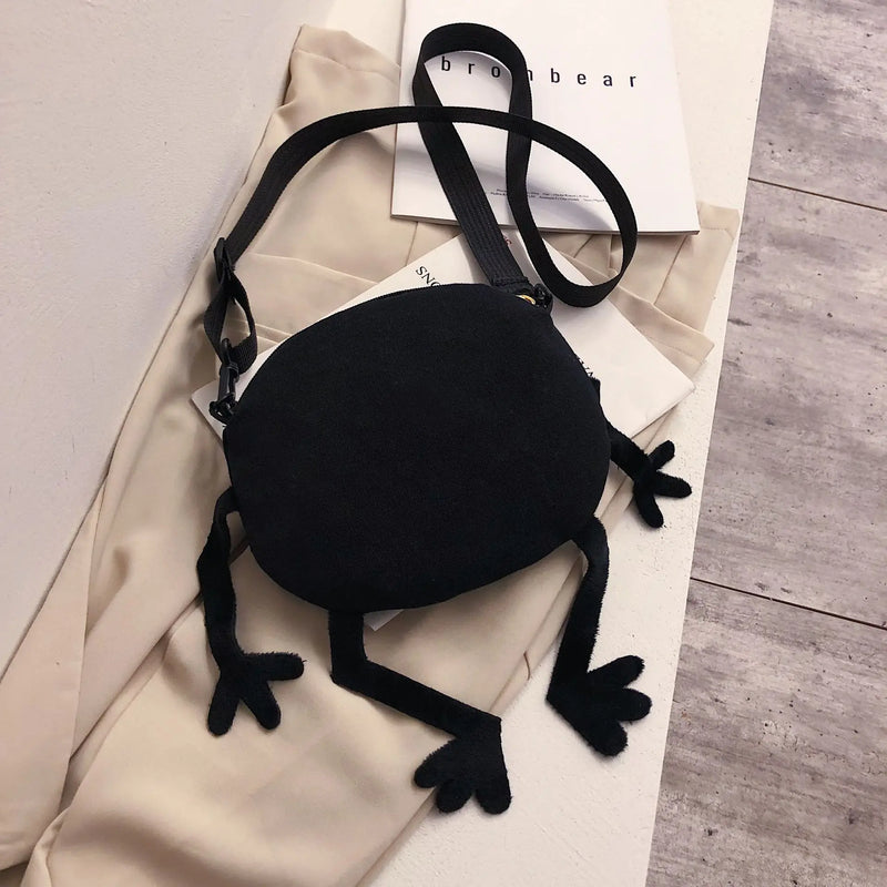 Trendy Korean Girl's Crossbody Bag Shoulder Bags Small Round Bag Quirky Personality Canvas Small Bag for Girls Coin Purse
