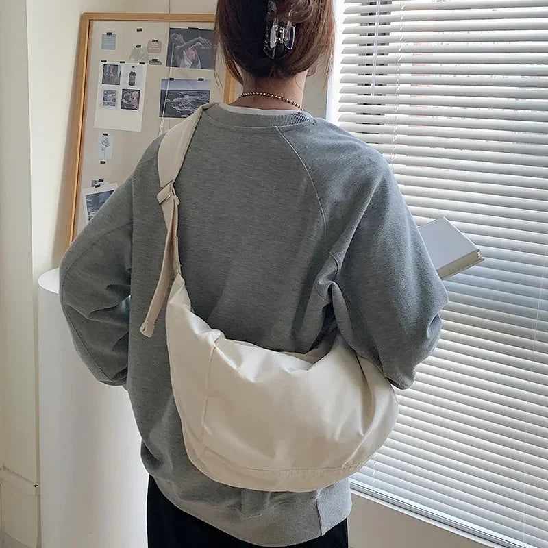 New Fashion Summer Large Capacity Casual Nylon Women Shoulder Bag Korean Style Hobos Bag Youth Crossbody Shoulder Bag
