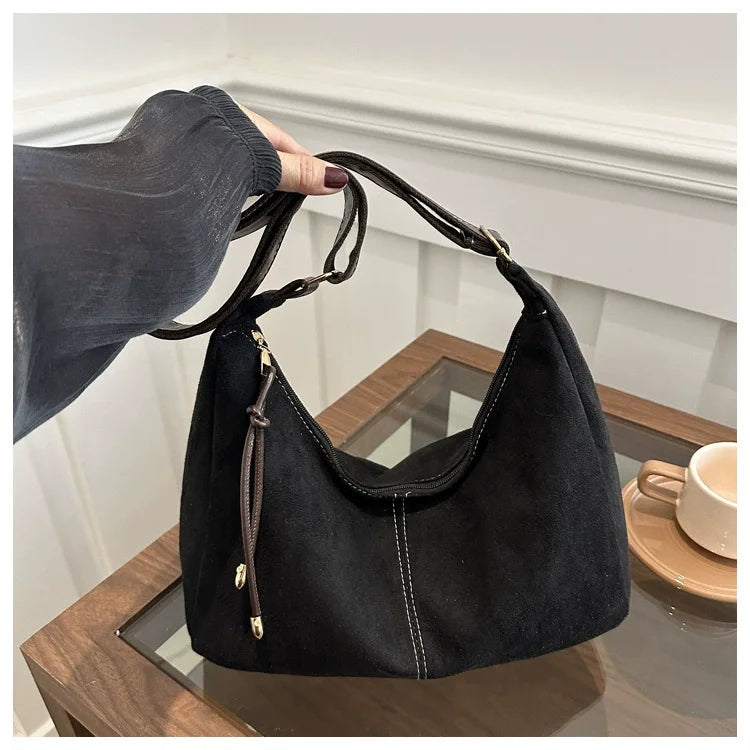 New Women's Handbags Trendy Retro Large Capacity PU Leather Shoulder Crossbody Bag Autumn and Winter Versatile Commuting Handbag
