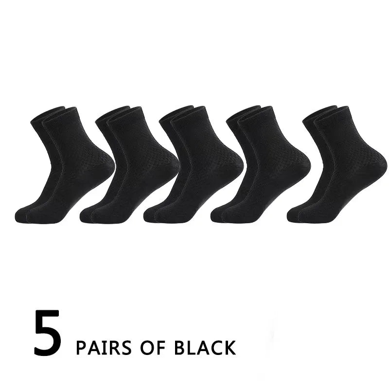 5Pairs/Lot Men's Socks Bamboo Fiber Business Breathable | SAMAG