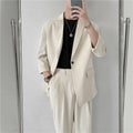 2022 Fashion Summer 2-piece Set Solid Color Single-breasted Casual Simple Student Wear Homme Loose Suits Wear (Blazers + Pants)