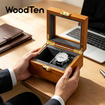 WOODTEN Premium Solid Wood Watch Box Jewelry Storage Case High - End Display Buffer for Watches And Gift Wrapping | SAMAG