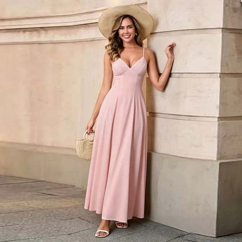 New Elegant Dress Spaghetti Strap Backless Corset Long | SAMAG