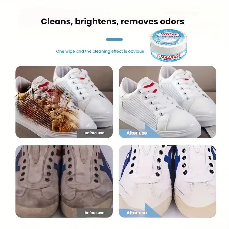White Shoe Polish Cream Sneaker Cleaner and Shine Restorer for White Sports Shoes Leather and Canvas