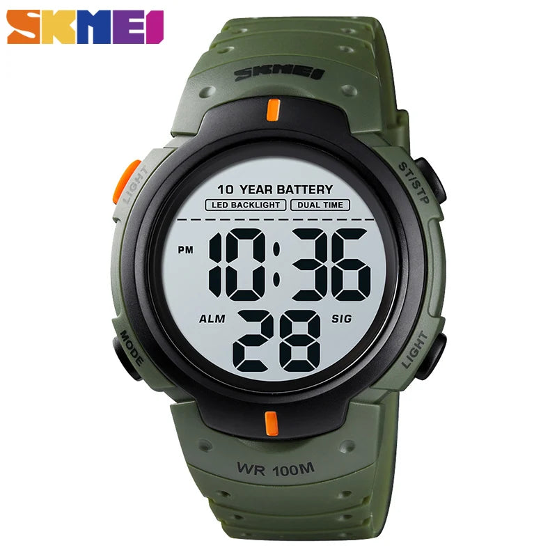 SKMEI Sports Fitness Watches Mens Digital 100M Waterproof Wrist Watch Men 2 Time 10 Year Battery Alarm Clock Reloj Hombre 1560
