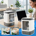 Portable Evaporative Air Cooler, USB Desktop Mist Cooling Fan with LED Light, 3-in-1 Personal Air Conditioner Fan with Ice Tray
