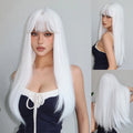 EASIHAIR Medium Length Wavy Blonde Synthetic Wig With Bangs For Women Natural Wigs Hair Heat Resistant Daily Party Cosplay Use