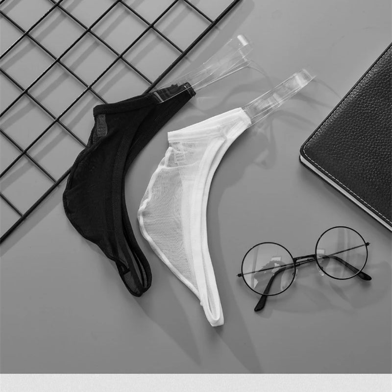 New underwear men's thong T pants front U raised sexy tanga hombre string transparent strap ice silk personality gay GTOPX MAN