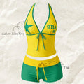 Women Bikinis Set Vintage Striped Floral Tankini Swimsuit | SAMAG