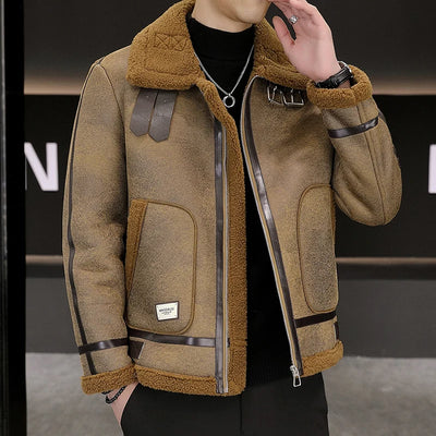 High-quality Faux Fur Leather Jackets Men Splicing | SAMAG