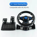 4 in 1 Wired Steering Wheel with Pedals and Shift joystick, Built-in Dual Motors,180 Degrees Racing Wheel for PS3,PS2 & PC