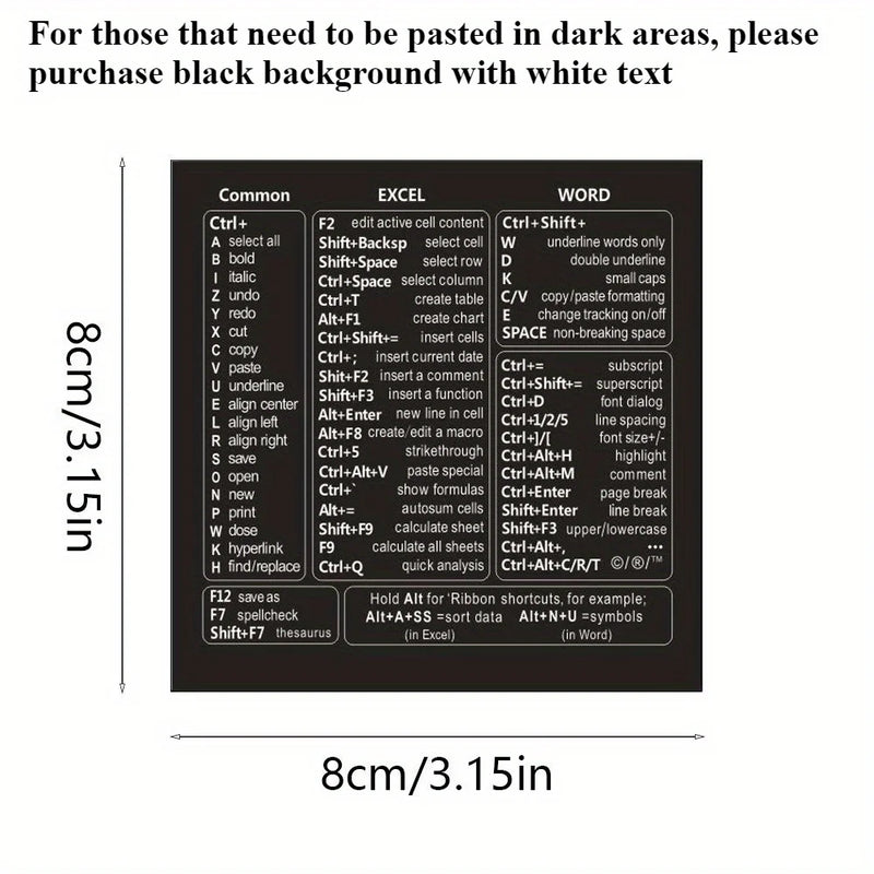 Keyboard Shortcut Stickers, Self - Adhesive Vinyl Decals for Windows Excel Word, Quick Reference Hotkey - Visuel 7 | SAMAG