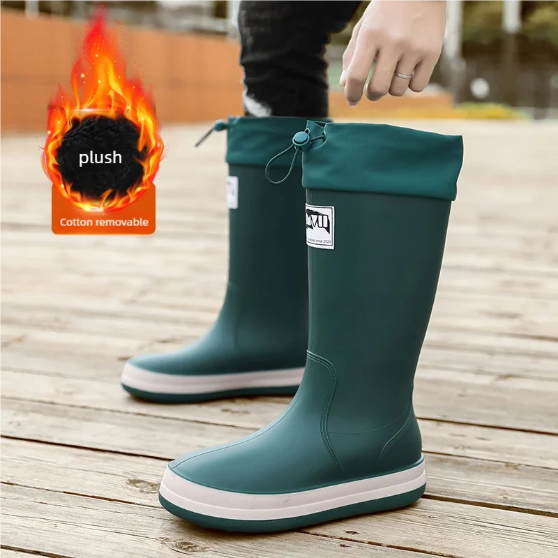 Men's high top rain boots autumn and winter new waterproof anti slip rain shoes outdoors Garden work fashion casual water shoes