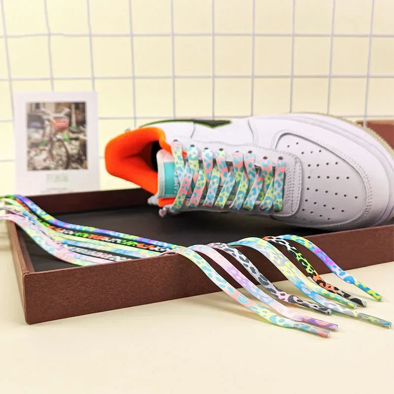 Colorful Shoelaces Leopard Print Fashion Flats Shoe Laces For Sneakers Washable Without Fading Shoes Accessories Shoestring