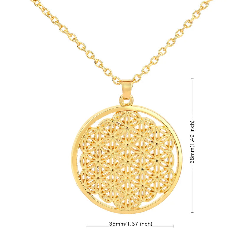 My Shape Flower of Life Mandala Necklace for Women Pendant Sacred Geometry Aesthetic Choker Fashion Jewelry Gifts Link Chain