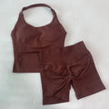 1-2pcs Gym Set Women Backless Tank Tops High Waist Scrunch Seamless Shorts High Waist Yoga Leggings Workout Sets Gym Suit