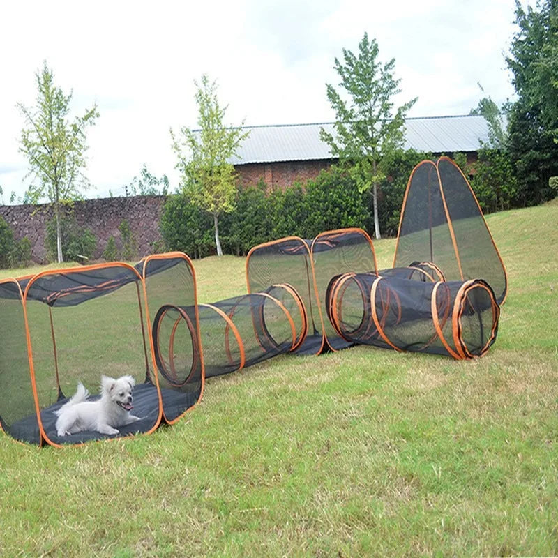6-in-1 Portable Outdoor Pet Tame Cage Tunnels Houses Portable Foldable Kit for Cats Dogs Enclosure Play Tent Pen Pet Products