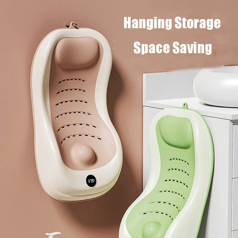 Foldable Baby Bath Support Newborn Bathtub With Sensing Temperature Non-Slip Infrant Shower Bed With Support Bracket