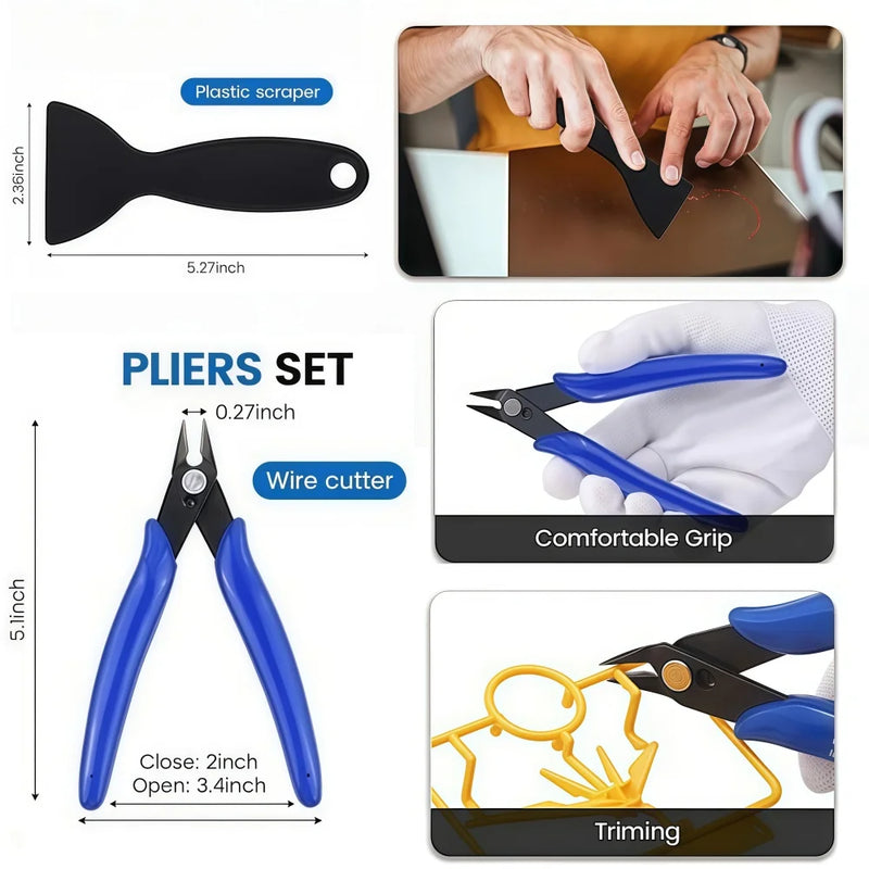 39Pcs 3D Printer Tools Kit FDM SLA Printer Parts Nozzle Cleaner Scraper File Brush Wire Cutter Engraving Knife Repair Tools Set