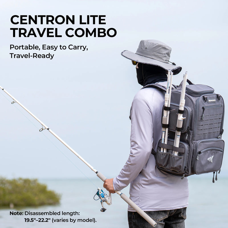 KastKing Centron Lite Travel Spinning Combo Fishing Rod Reel Packable Spinning Combos Lightweight IM6 Graphite Multi-Piece Kit