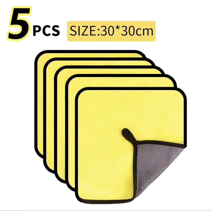 Double Layer Wash Cloth Microfiber Car Cleaning Towels 30X60cm 1/2/3/6/10pcs Soft Quick Drying for Windows Mirrors Wiping Rags
