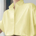 Women's Light Yellow Loose Fit Short Sleeve Shirt - View 3 | SAMAG